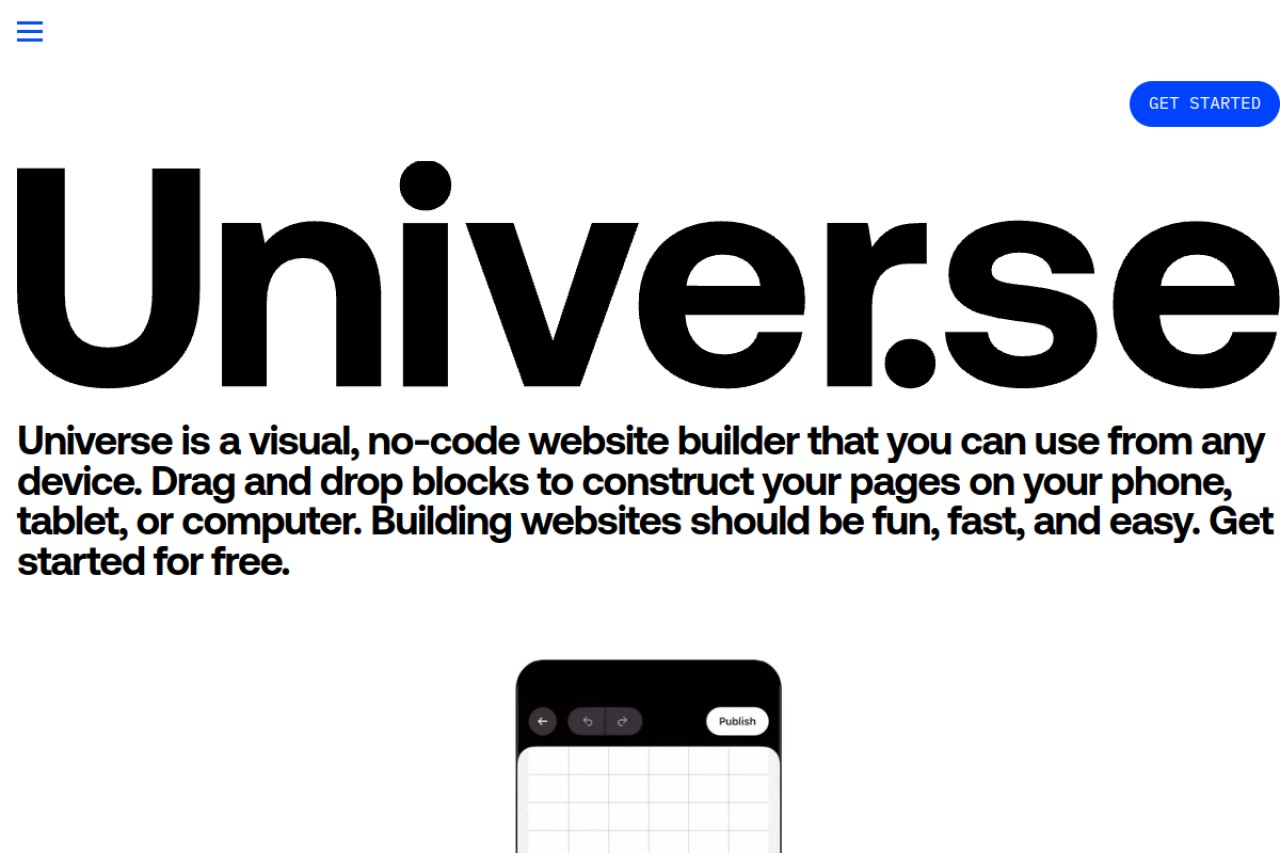 Universe Website Builder官网截图