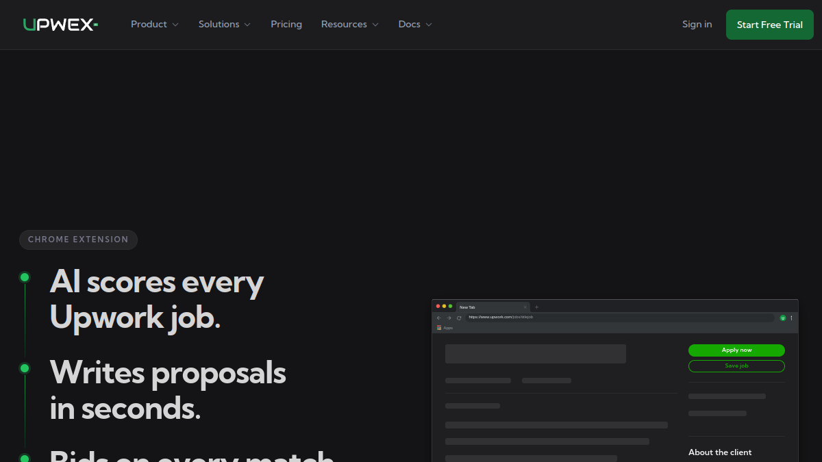 Upwex - AI Tools for Upwork官网截图