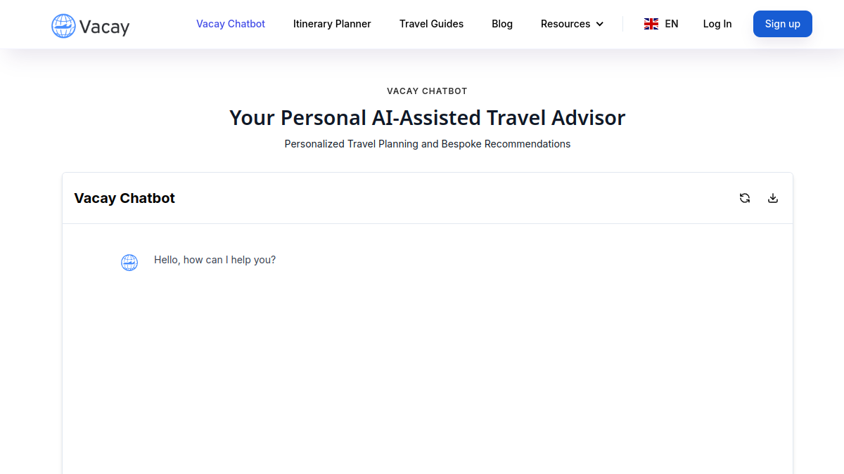 Vacation & Travel Chat (GPT)官网截图