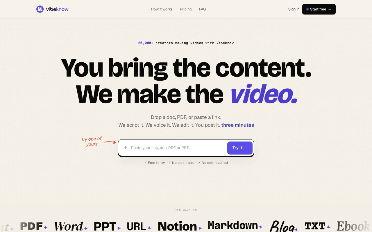 VibeKnow Studio官网截图