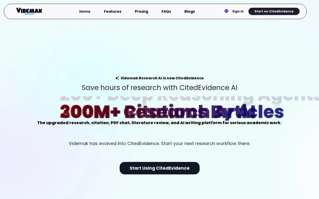 Videmak Research AI官网截图