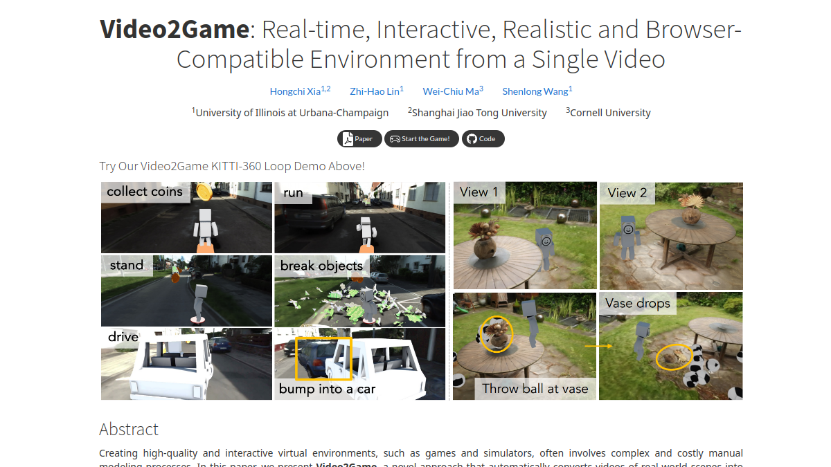 Video2Game官网截图