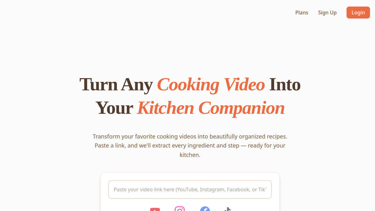 Video2Recipe官网截图
