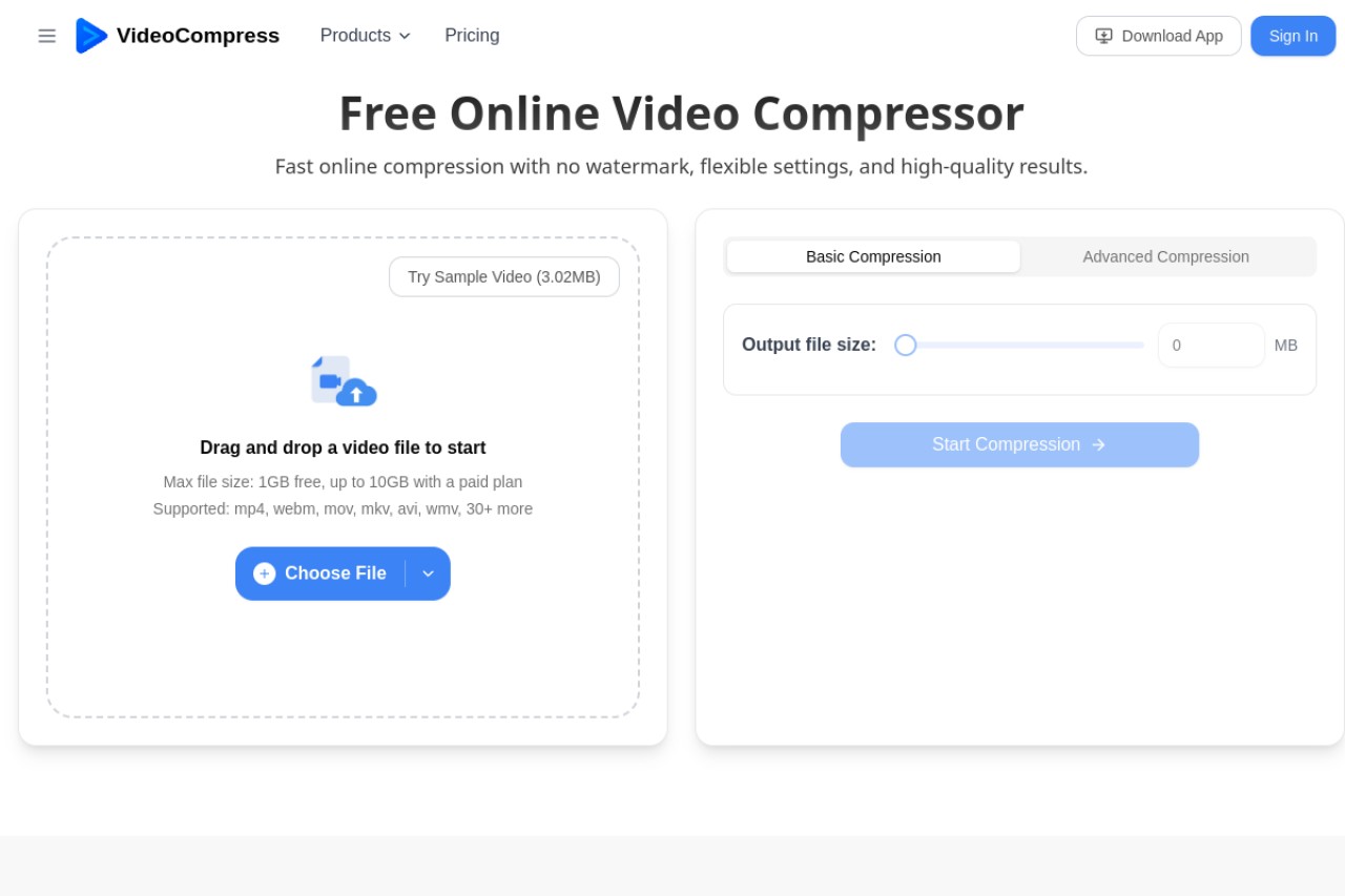 VideoCompress官网截图