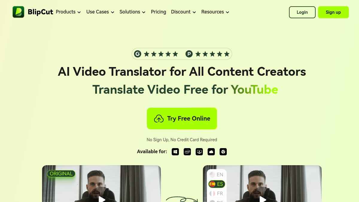 BlipCut AI Video Translator官网截图