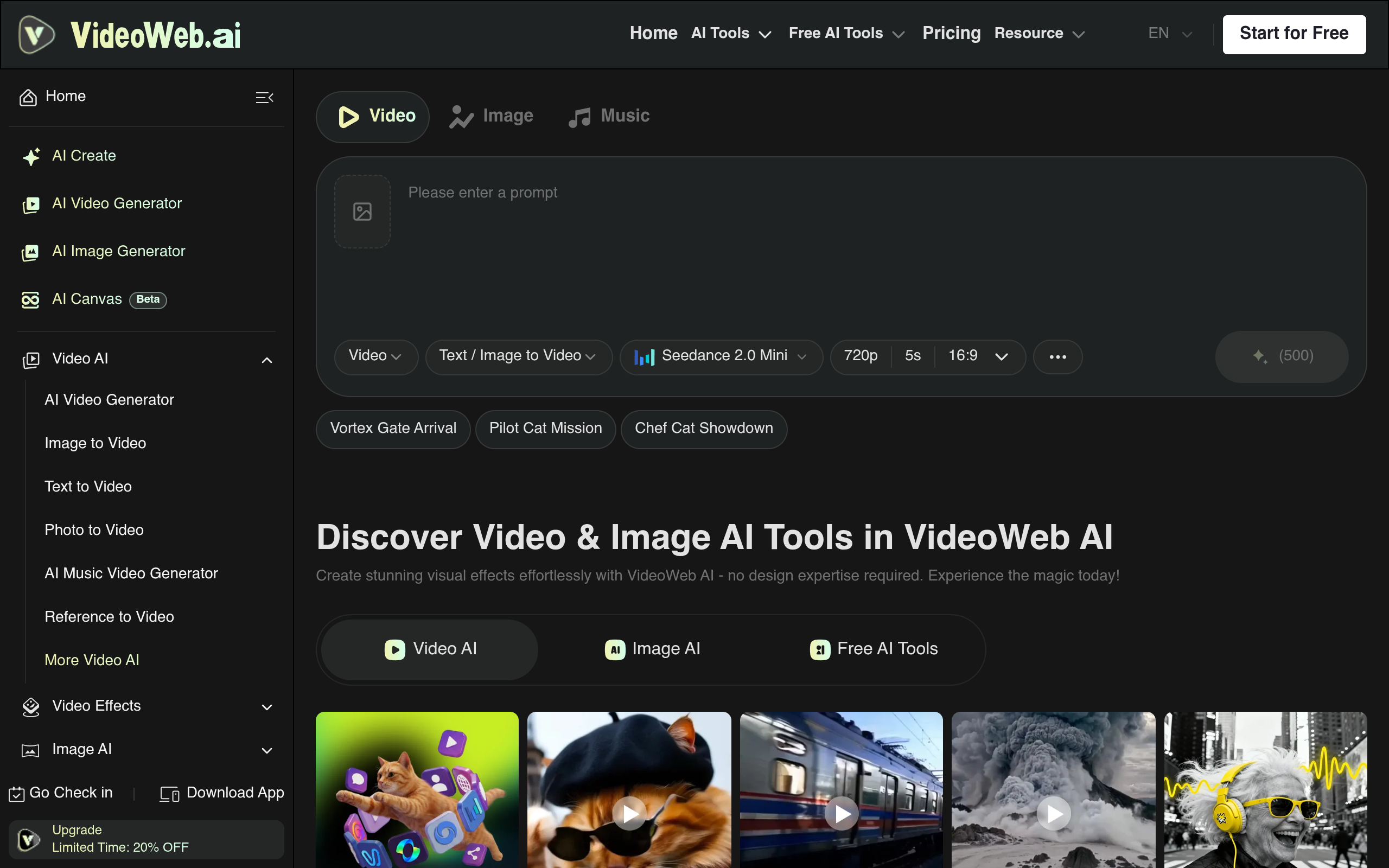 VideoWeb AI官网截图