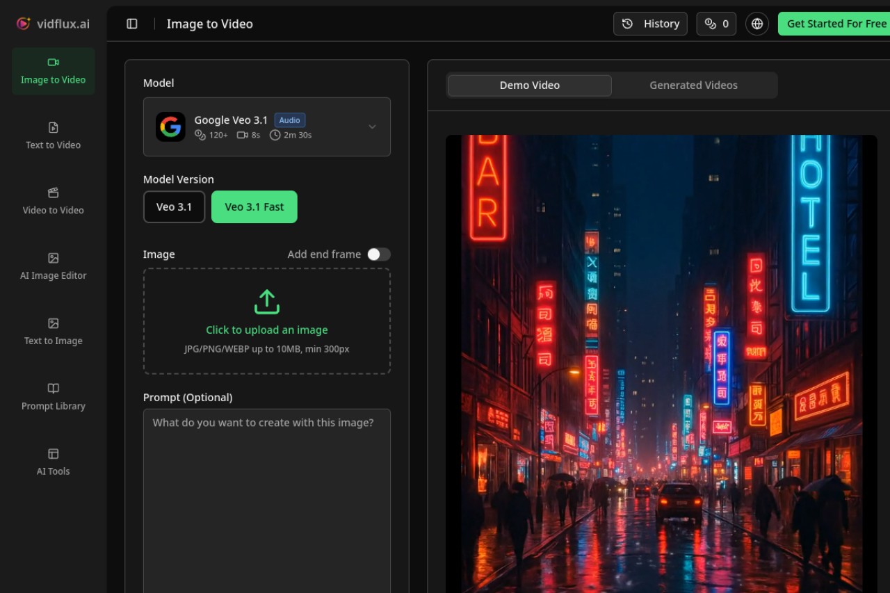 VidFlux - Image to Video AI官网截图