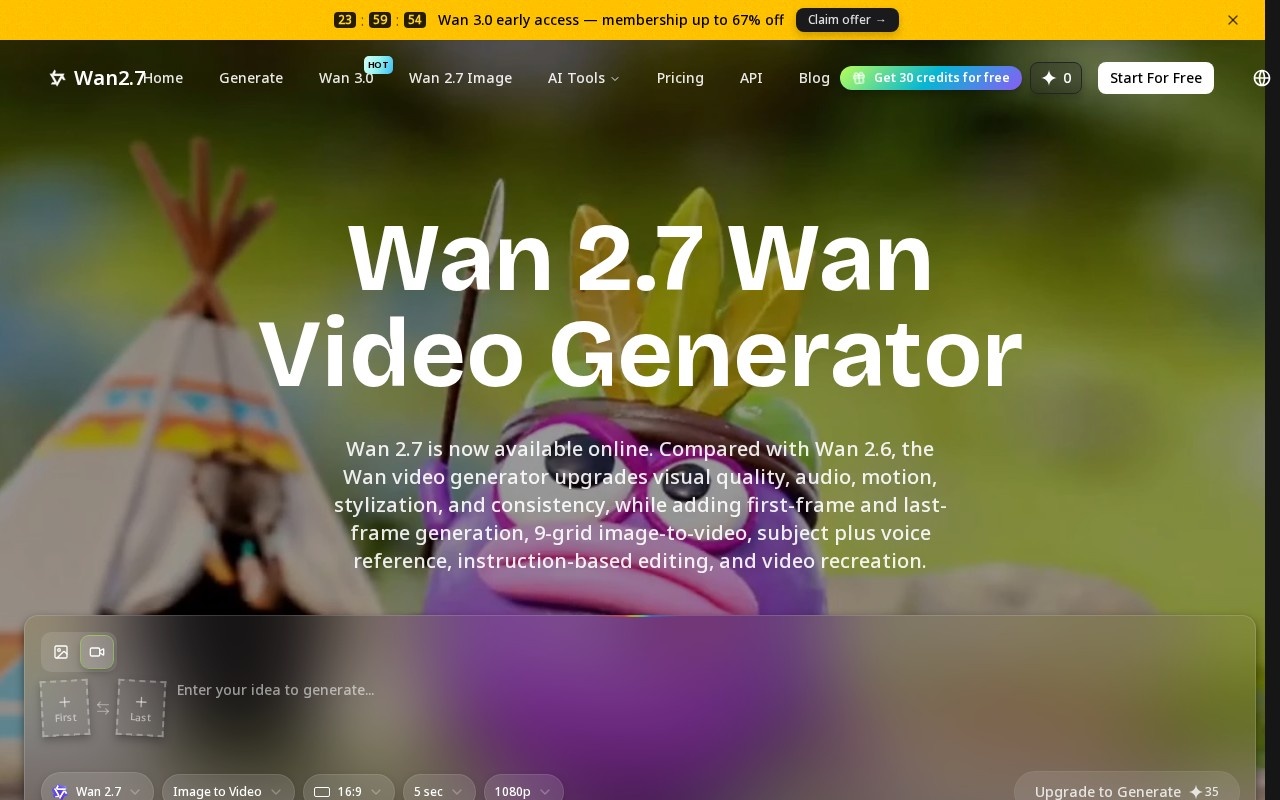 Wan2.7 AI官网截图
