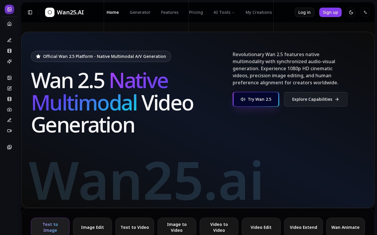 Wan 2.5官网截图
