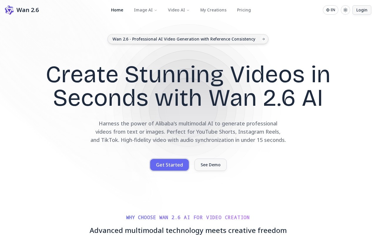 Wan 2.6官网截图