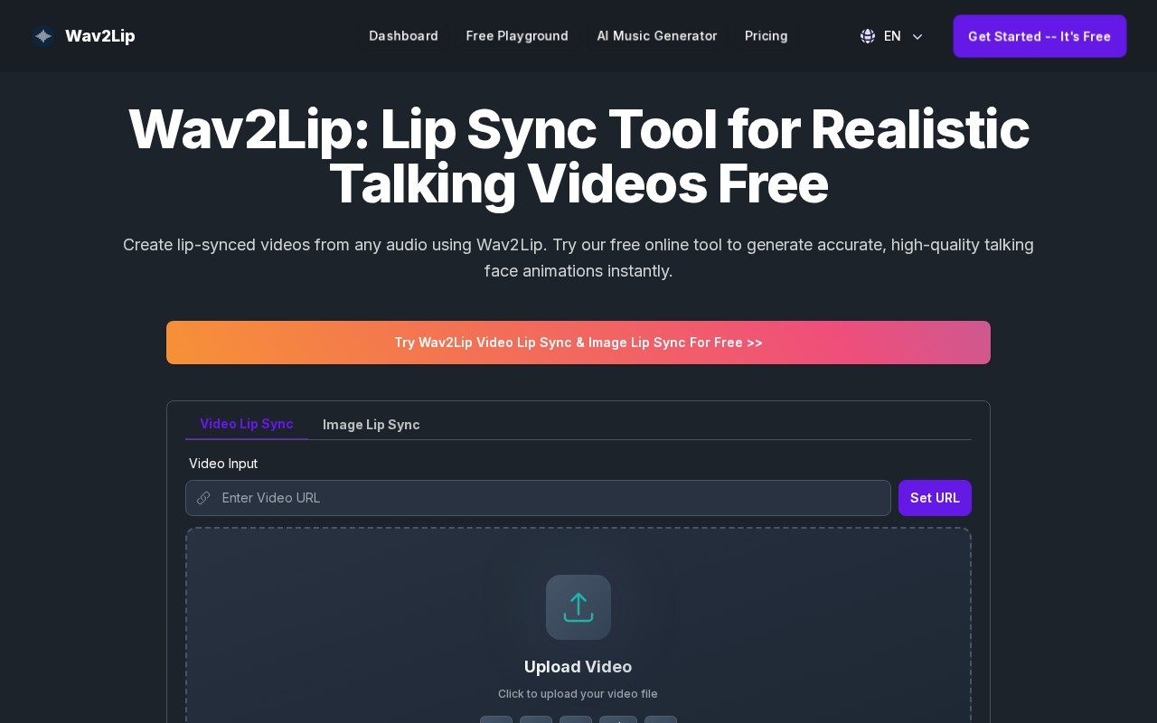Wav2Lip官网截图