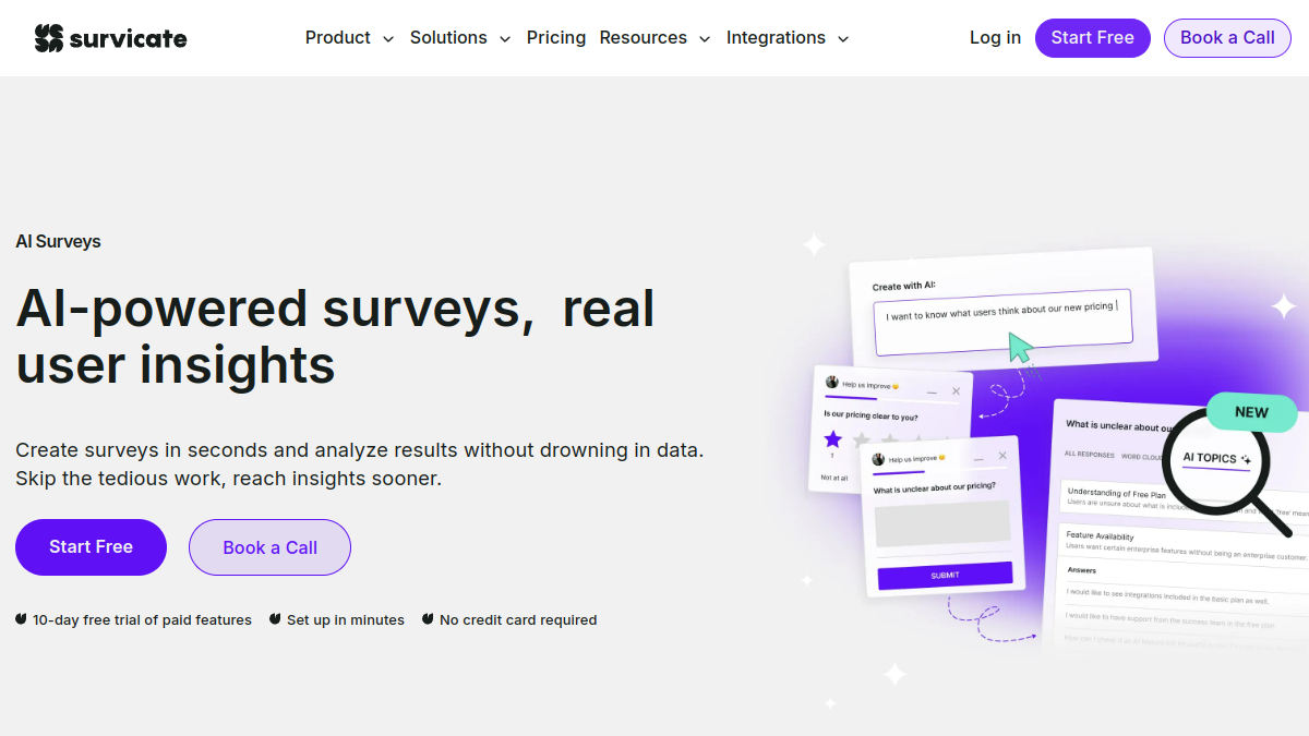 Survicate AI Surveys官网截图