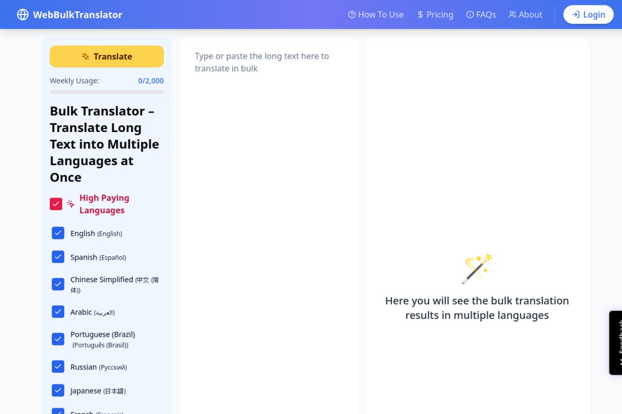 Web Bulk Languages Translator官网截图