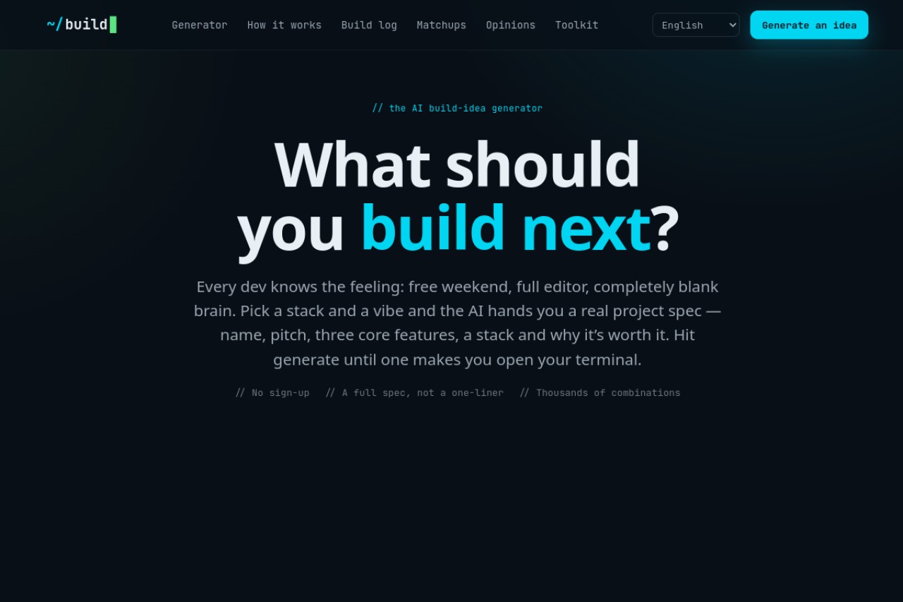 What Should I Build Next?官网截图