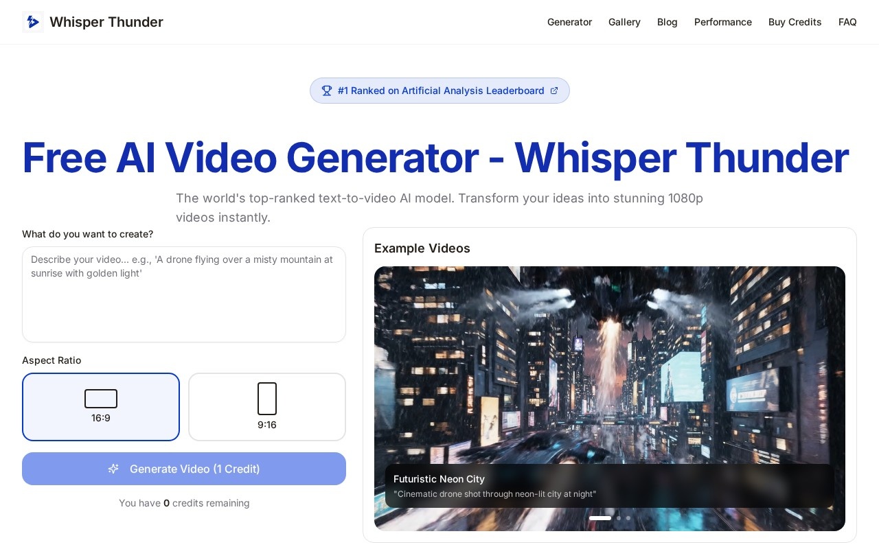 whisperthunder online - AI Video Generator官网截图