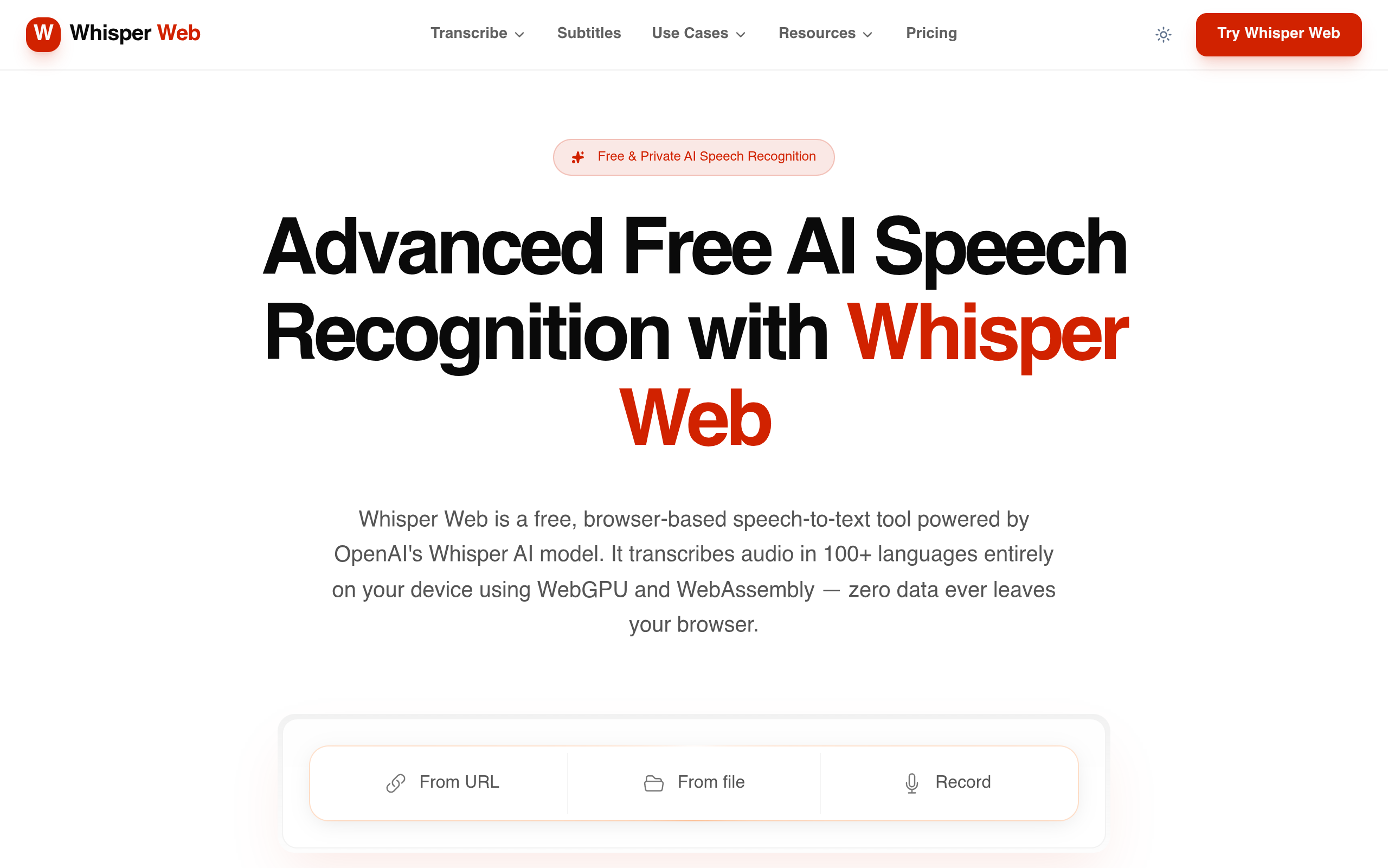 Whisper Web官网截图