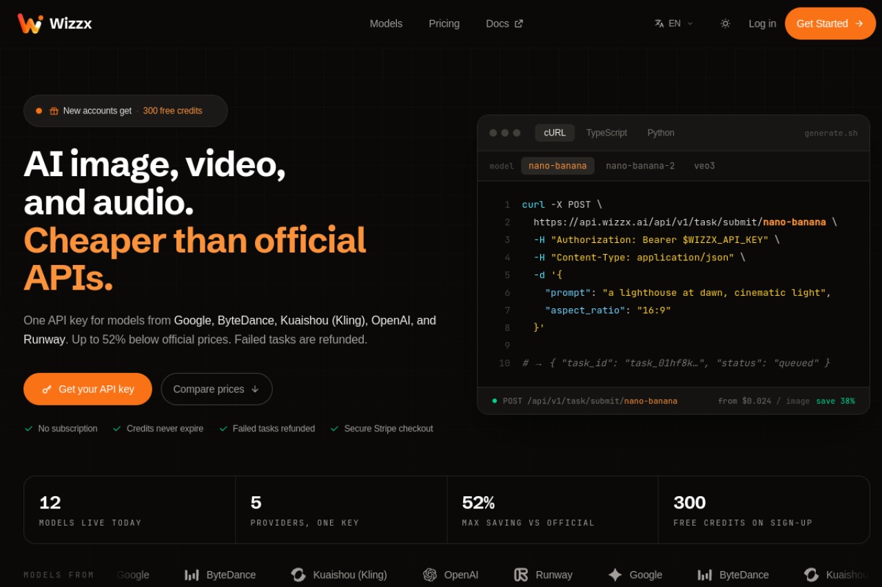 Wizzx AI | All In One AI API Platform官网截图