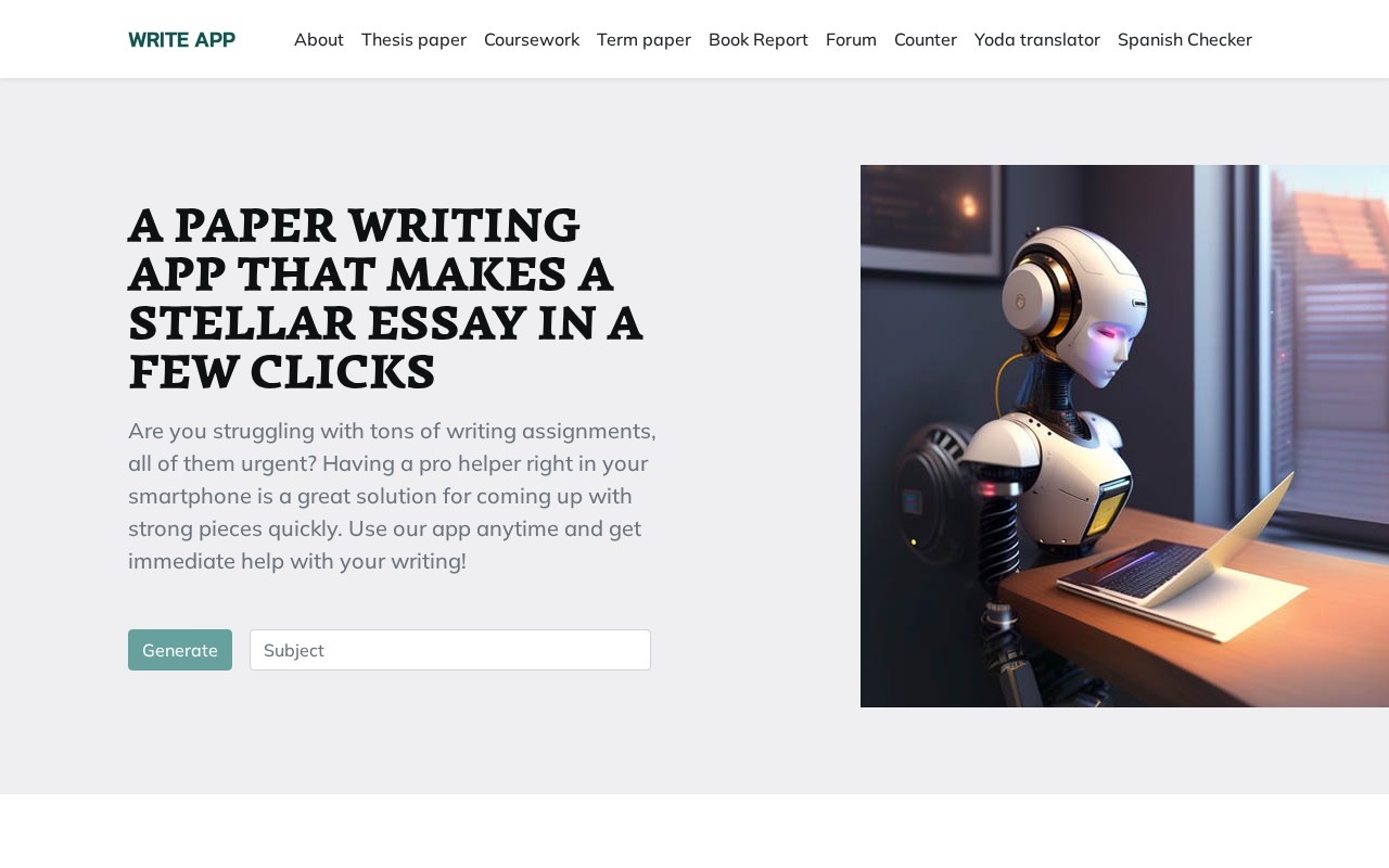 WriteApp官网截图