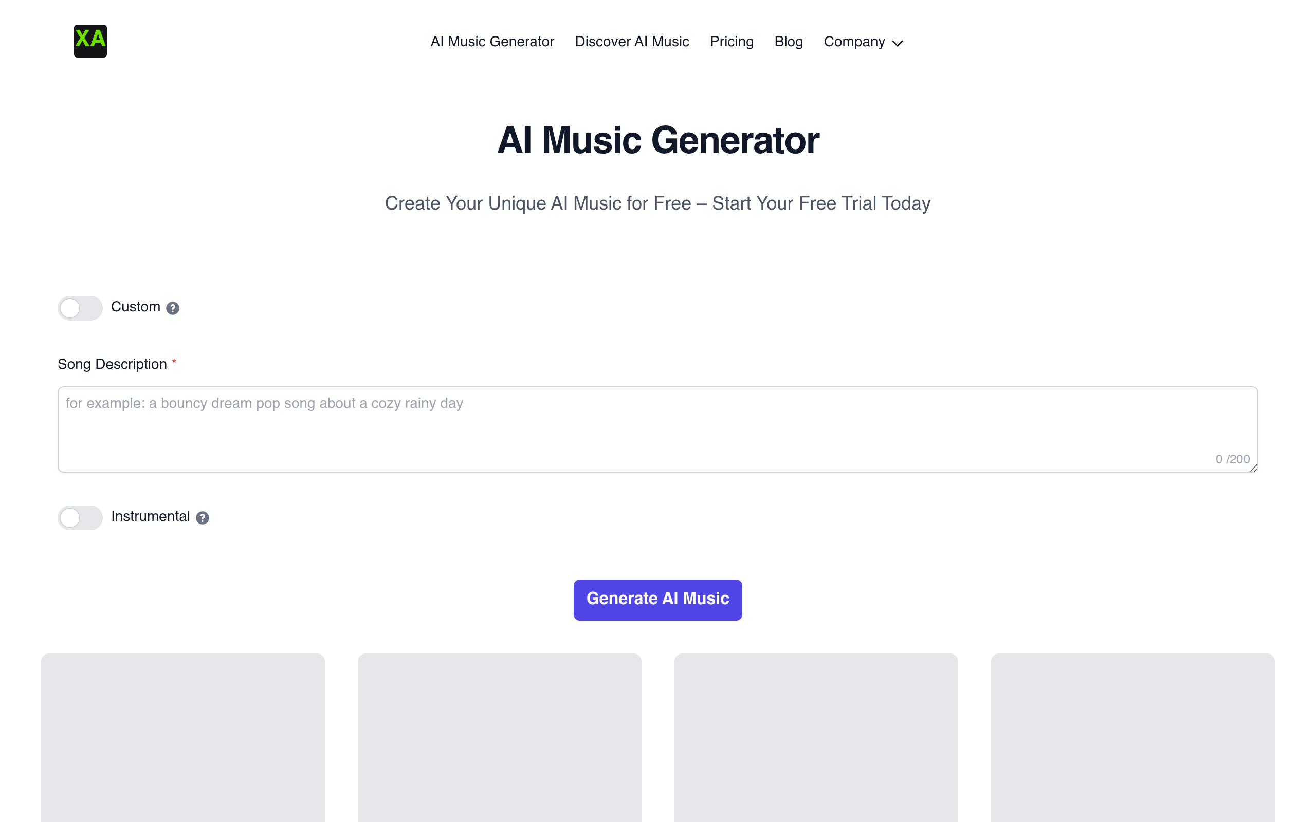 XA AI Music官网截图