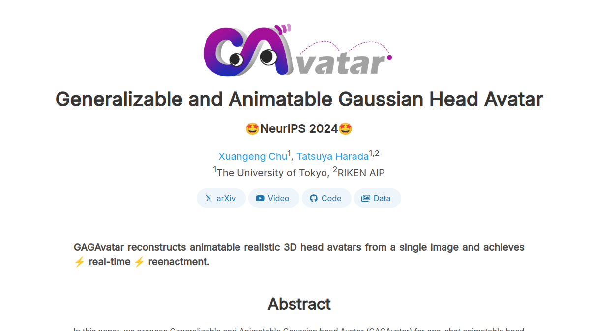 GAGAvatar官网截图