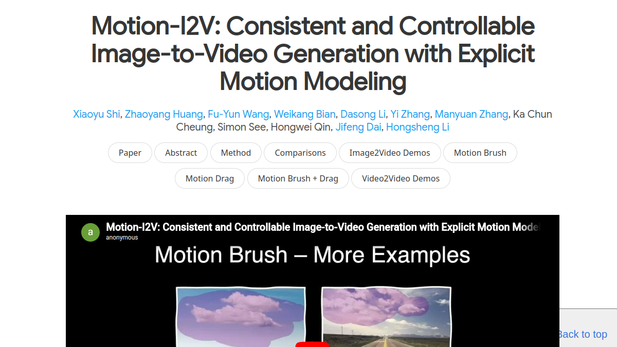 Motion-I2V官网截图