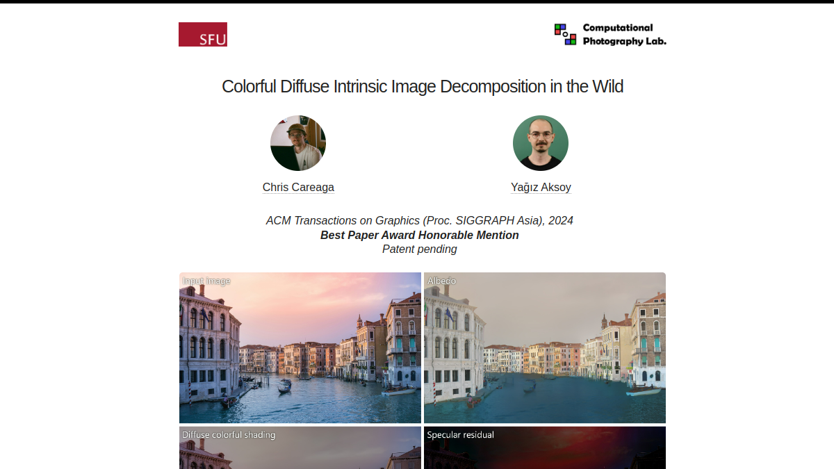 Colorful Diffuse Intrinsic Image Decomposition官网截图
