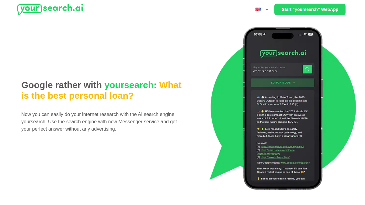 yoursearch.ai官网截图