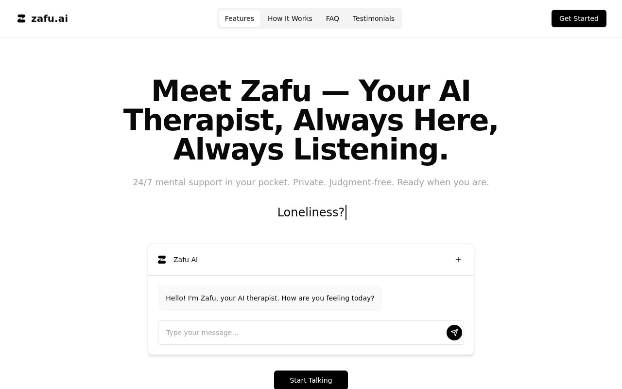 Zafu.ai官网截图