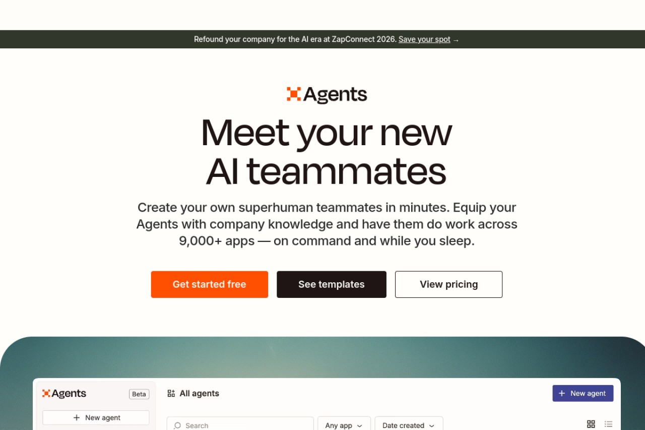 Zapier Agents官网截图