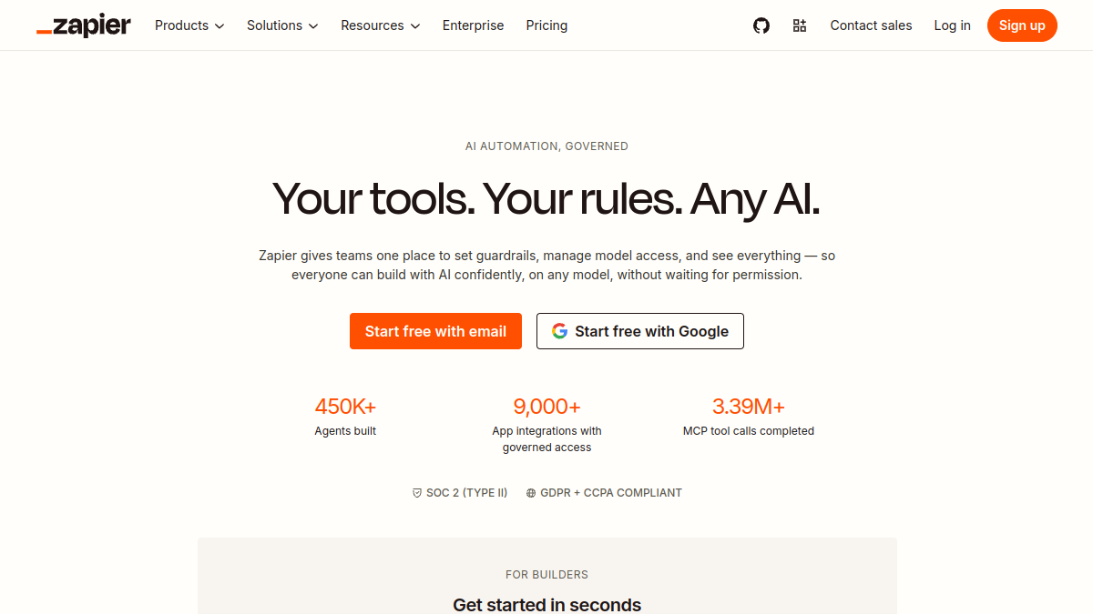 Zapier AI官网截图