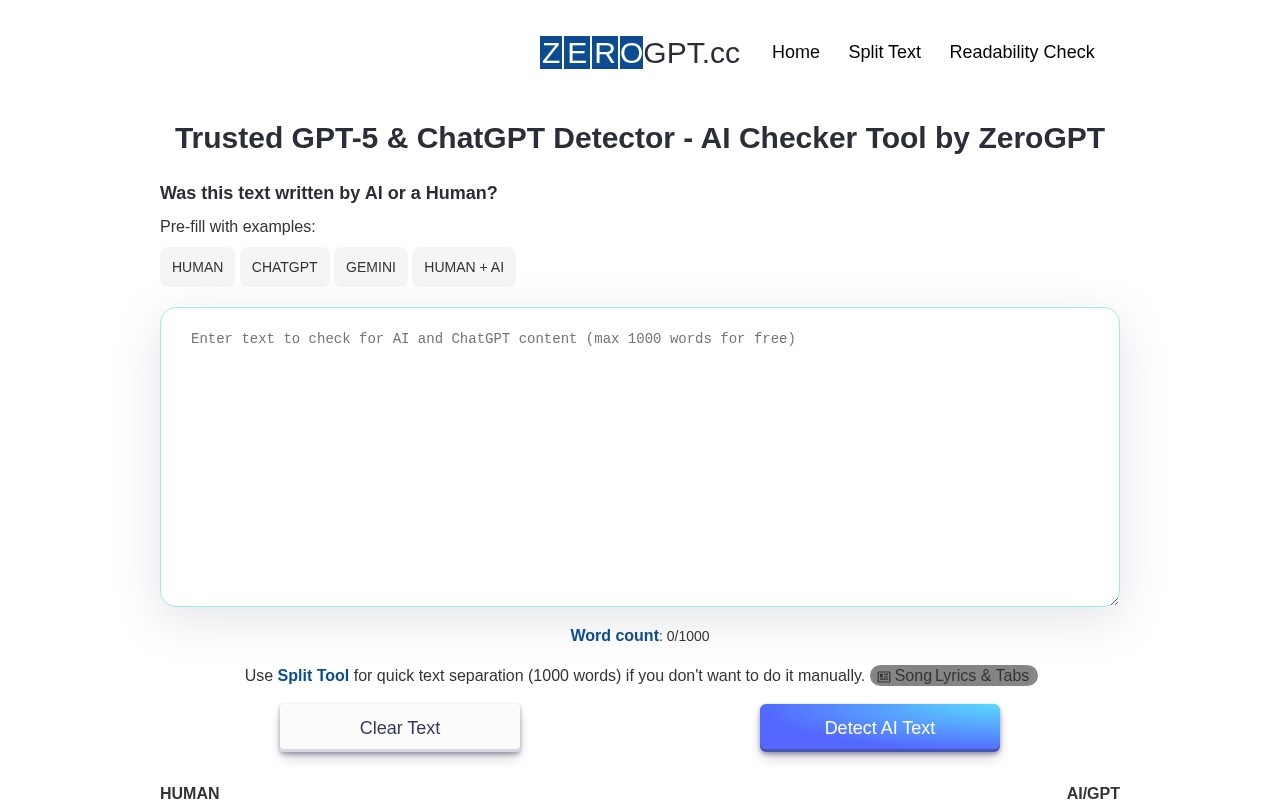 ZeroGPT & StealthWriter官网截图